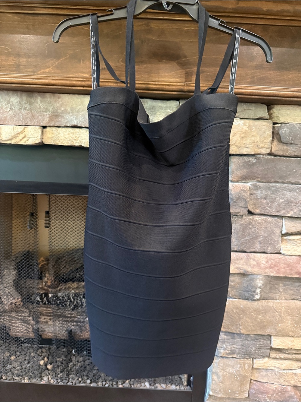 Herve Leger Black Bandage Mini Dress with Thin Straps